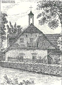 Josef Brož (1866-1949) - zvonička nad štítem chalupy č. 25 ( u Martinů) v Budilovských Brdech