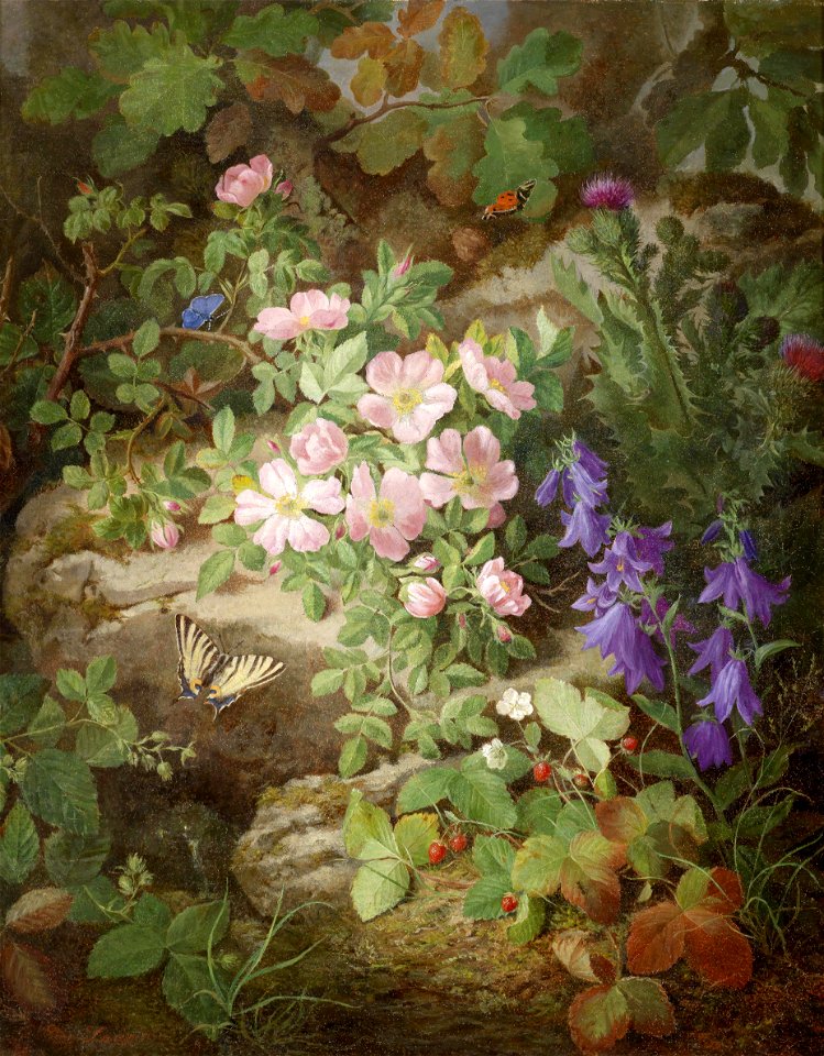 Josef Lauer Großes Stillleben mit Alpenblumen