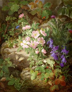 Josef Lauer Großes Stillleben mit Alpenblumen