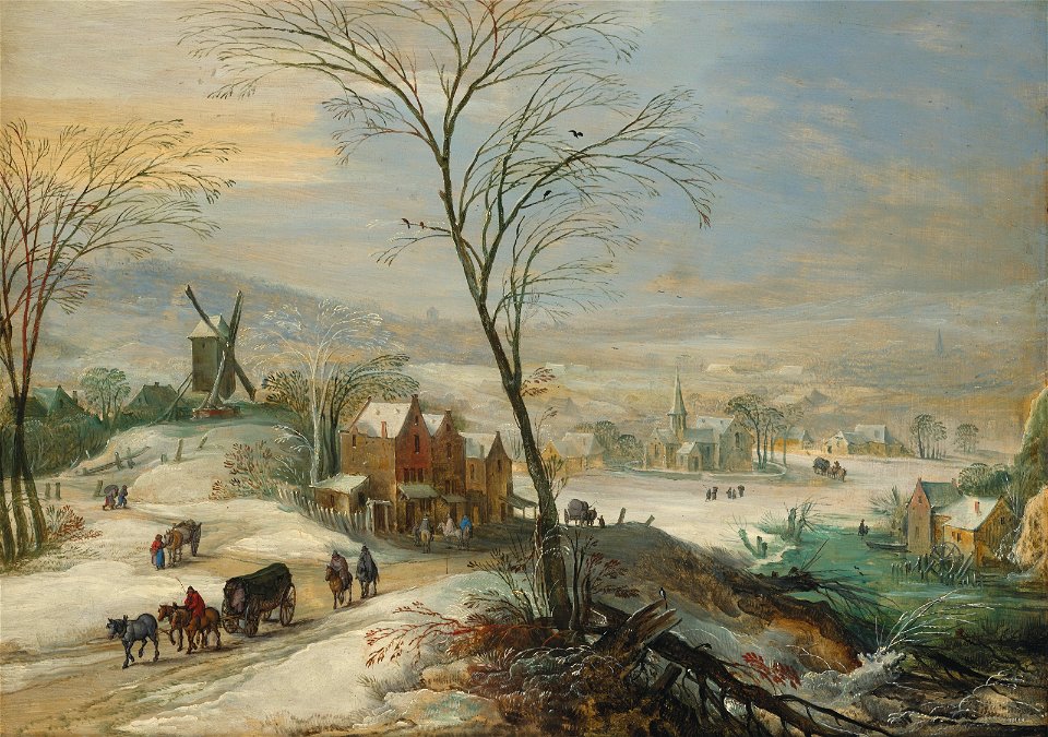 Joos de momper et jan brueghel le jeune paysage dhiver avec un moulin112612)