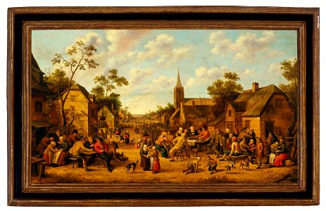Joost cornelisz droochsloot a village scene with peasants feasting and074541)