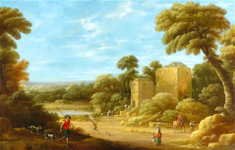Joost Cornelisz. Droochsloot - A landscape with figures in front of a ruin. Free illustration for personal and commercial use.