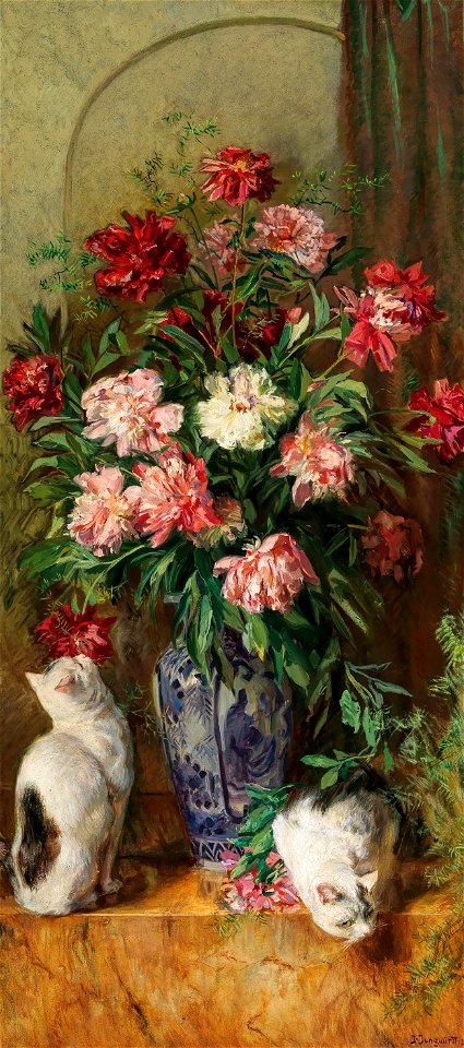 Josef Jungwirth Blumenstück mit Pfingstrrosen 1924