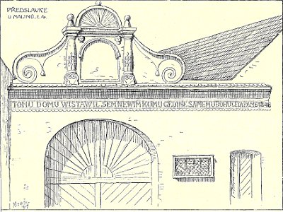 Josef Brož (1866-1949) - výzdoba vjezdu u Malinů v Předslavicích