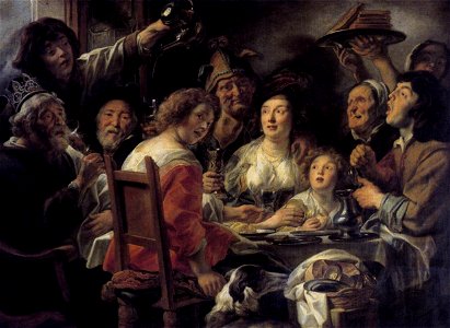 Jordaens King Drinks 1638-40. Free illustration for personal and commercial use.