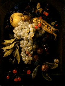 Joris van Son (1623-1667) - Fruit and Corn Hanging by a Ribbon - 1257107 - National Trust