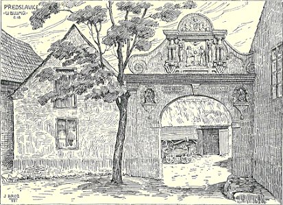 Josef Brož (1866-1949) - výzdoba vrat živnosti u Blumů v Předslavicích