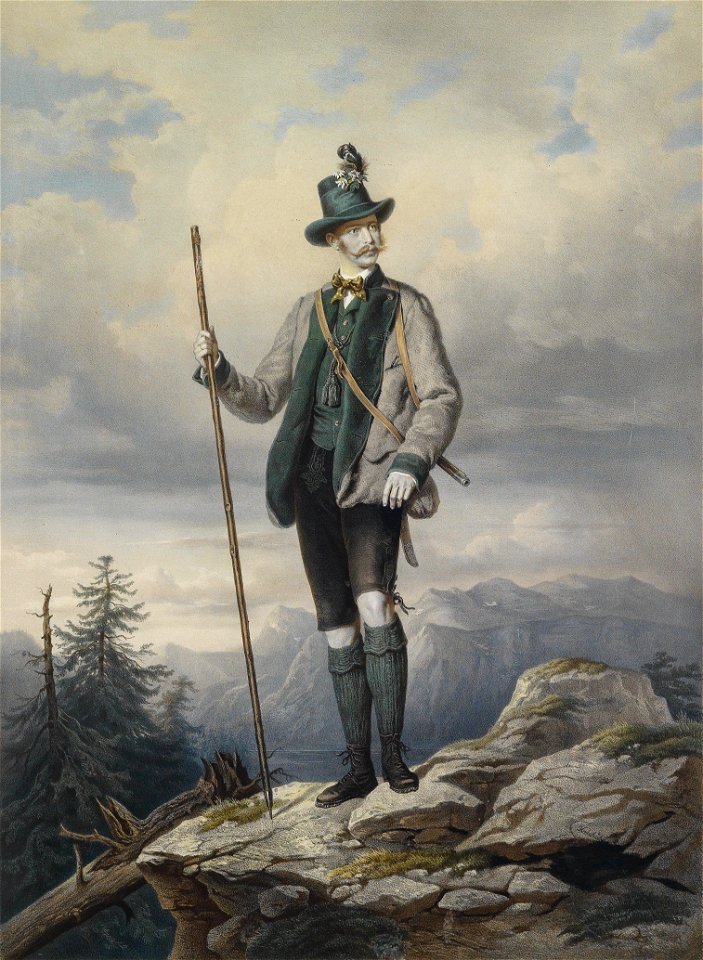 Josef Kriehuber Kaiser Franz Joseph I im Ischler Jagdkostüm c1855