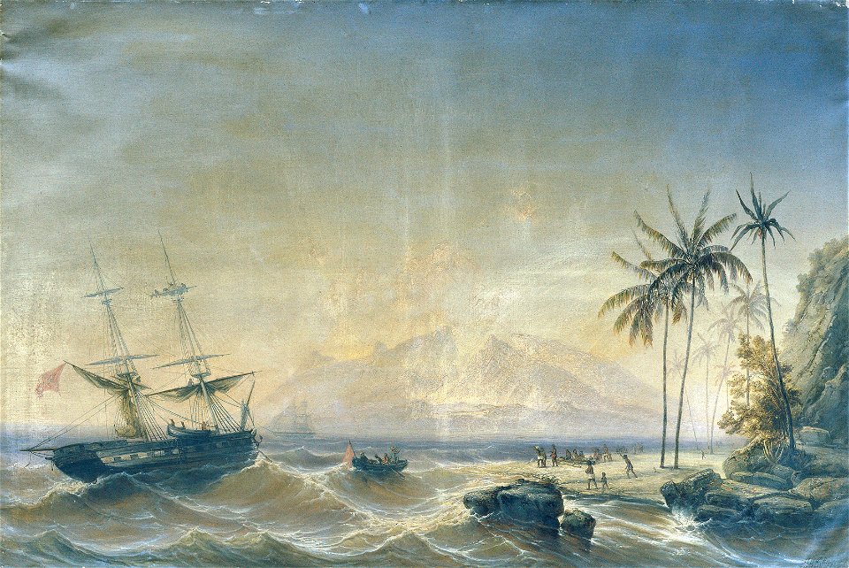 Josef Carl Berthold Püttner - Kriegsschiff vor den Südseeinseln - 3726 - Kunsthistorisches Museum
