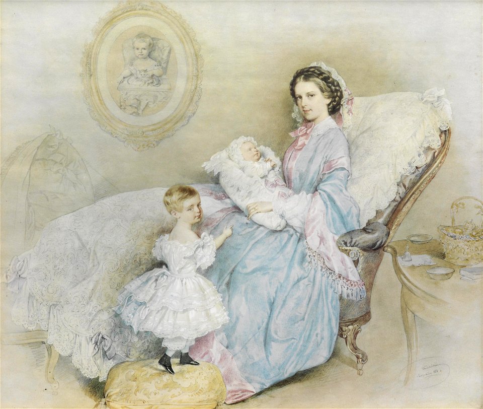 Josef Kriehuber Kaiserin Elisabeth mit ihren Kindern 1858