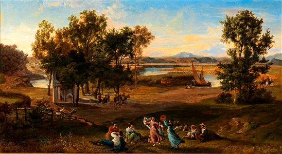 Josef Hoffmann Landschaft mit tanzendem Landvolk