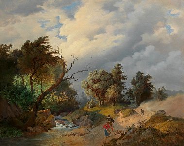 Josef Kriehuber Landschaft bei aufziehendem Unwetter 1864