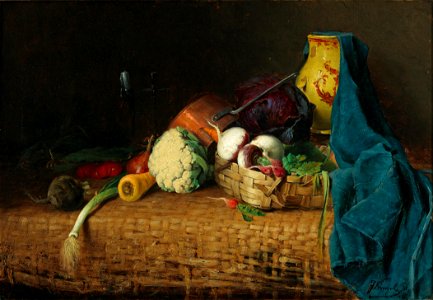 Josef Kinzel Küchenstillleben mit Tonkrug 1881