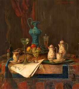 Josef Mansfeld Stillleben mit Zeitung und Früchten 1