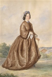 Josef Kriehuber Bildnis einer Dame vom Lande in braunem Kleid 1862