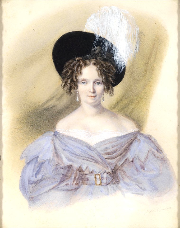 Josefine Krziwanek Bildnis einer Dame mit Federhut 1833