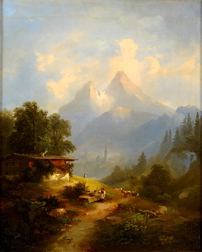 Josef Thoma Almhütte mit Blick auf ein Bergmassiv