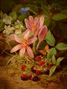 Josef Lauer Herbstblume mit Brombeeren