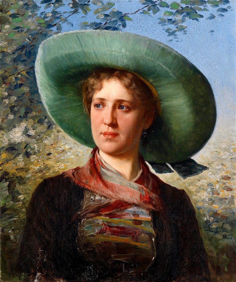 Josef Kinzel Portrait einer jungen Frau in Tracht