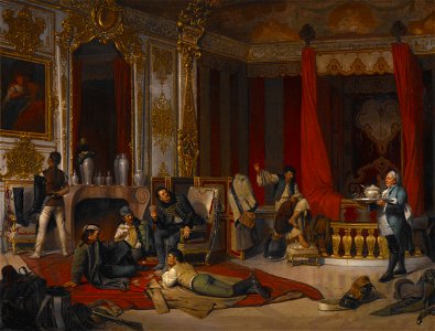 Josef Munsch - A Military Bivouac in a Royal Palace (Die Militärische Einquartierung in einem Hochfürstlichen Prunkschloss) - 1991.52 - Indianapolis Museum of Art