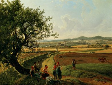 Josef Rebell - Ansicht der Herrschaften Schloss Emmersdorf und Rothenhof mit Stift Melk im Hintergrund - 5022 - Kunsthistorisches Museum