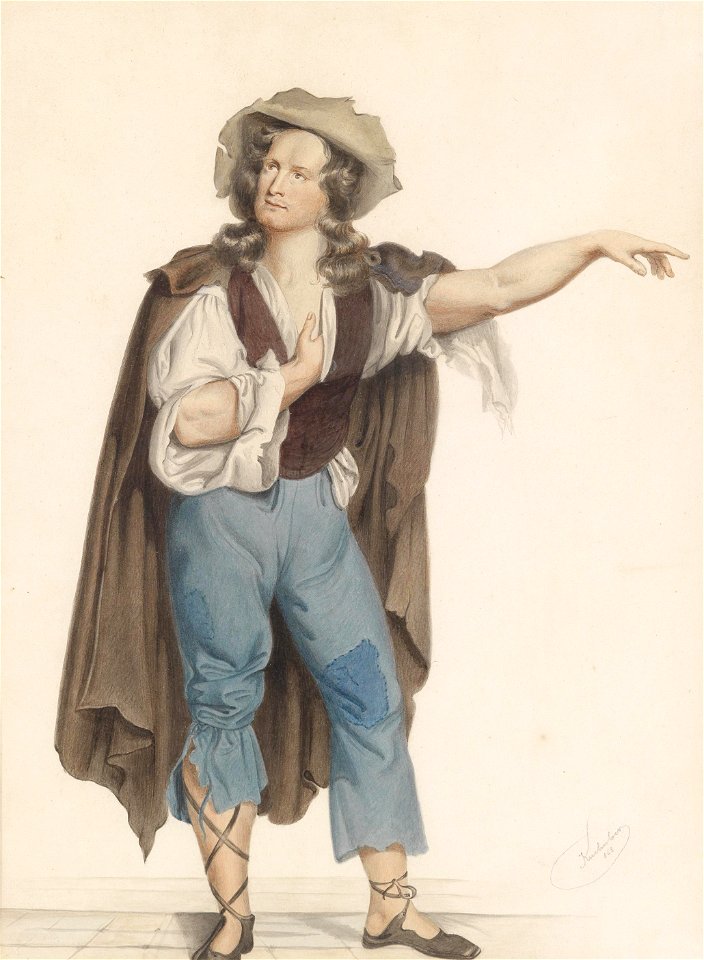 Josef Kriehuber Bildnis des Burgschauspielers Baumeister in der Rolle des Rattenfängers von Hameln 1868
