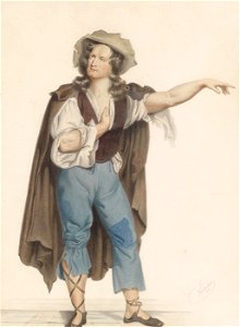 Josef Kriehuber Bildnis des Burgschauspielers Baumeister in der Rolle des Rattenfängers von Hameln 1868