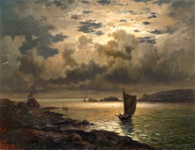 Josefina Holmlund - Kustbild med båt