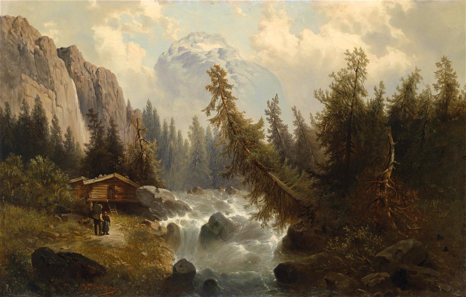Josef Thoma Gebirgslandschaft mit Bach