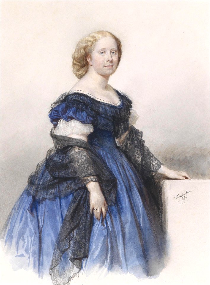 Josef Kriehuber Bildnis einer Dame in blauem Kleid 1856