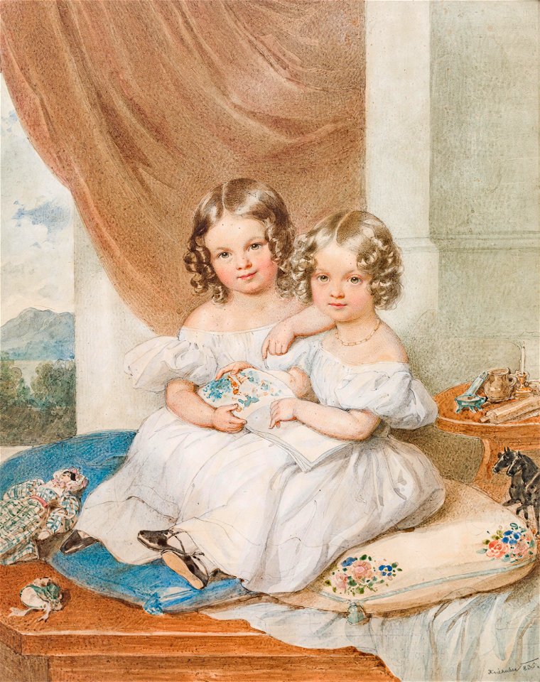 Josef Kriehuber - Princesses Elise and Fanny Liechtenstein, 1835