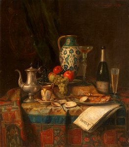 Josef Mansfeld Stillleben mit Zeitung und Früchten 2