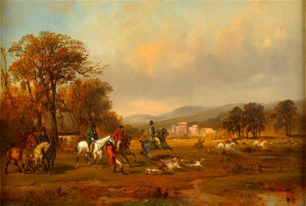 Josef Püttner Jagdgesellschaft mit Meute im Schlosspark 1857