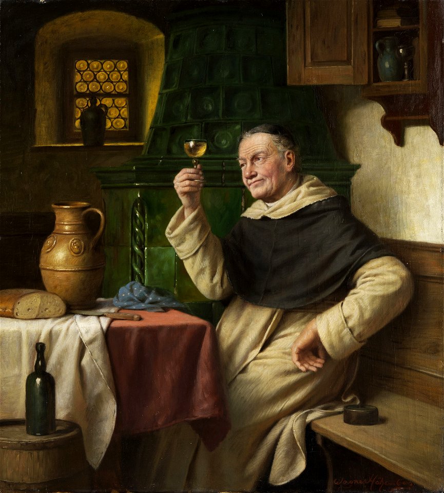 Josef Wagner-Höhenberg Mönch bei der Weinprobe