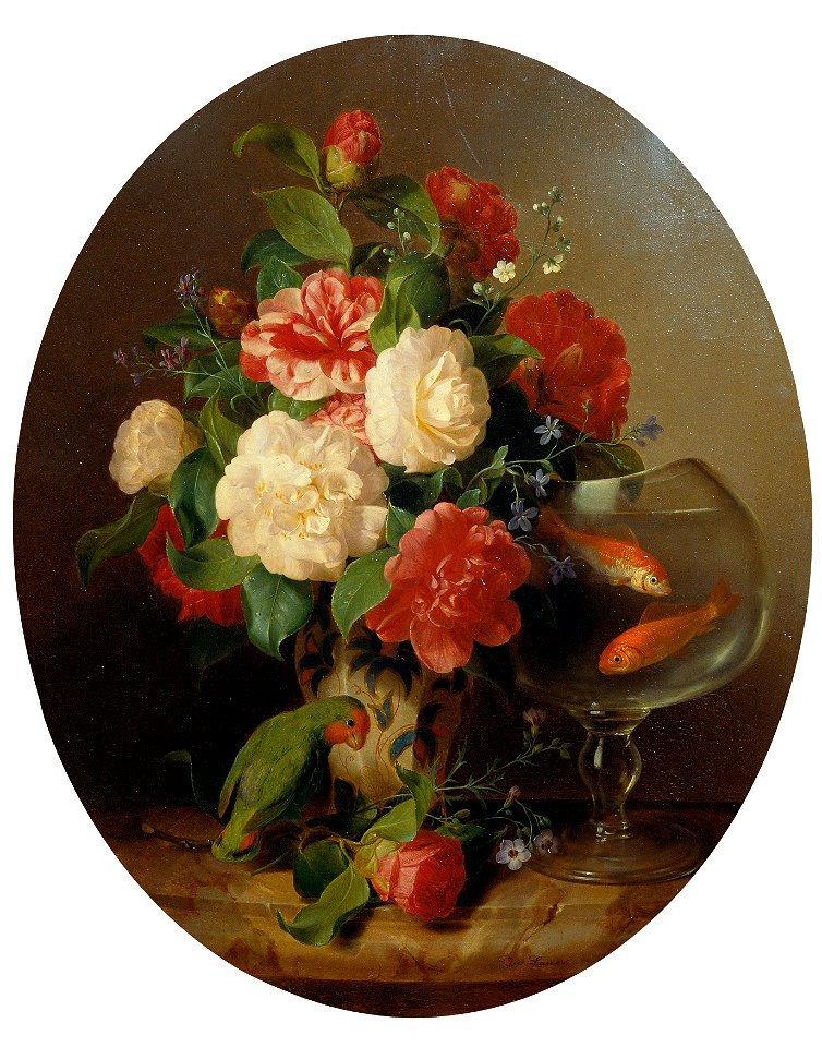 Josef Lauer - Blumenstück mit Goldfischglas - 9095 - Österreichische Galerie Belvedere