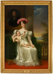 Josefina Maximiliana Eugenia Napoleana, 1807-1876, drottning av Sverige, med sonen Karl (XV) - Nationalmuseum - 33737