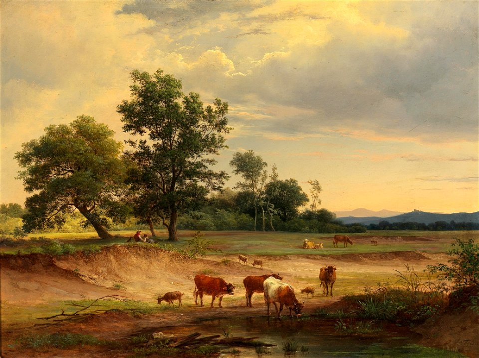 Josef Feid - Open Landscape with Herdsman Resting near Mödling