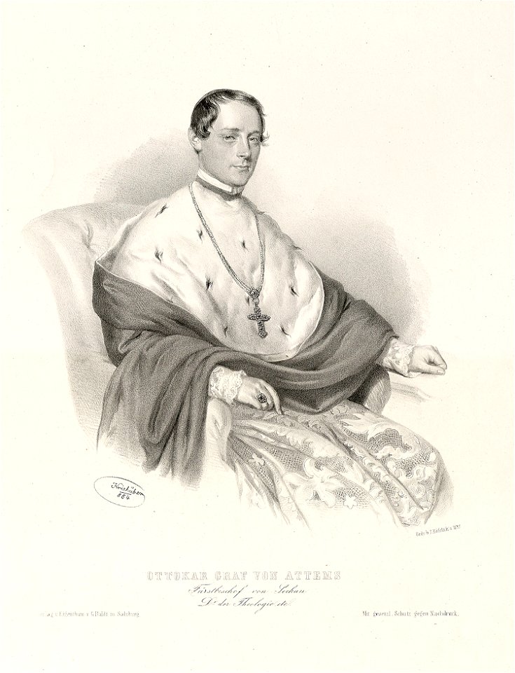 Josef Kriehuber Porträt Ottokar Graf von Attems (Fürstbischof von Seckau) 1854 ubs G 0943 III