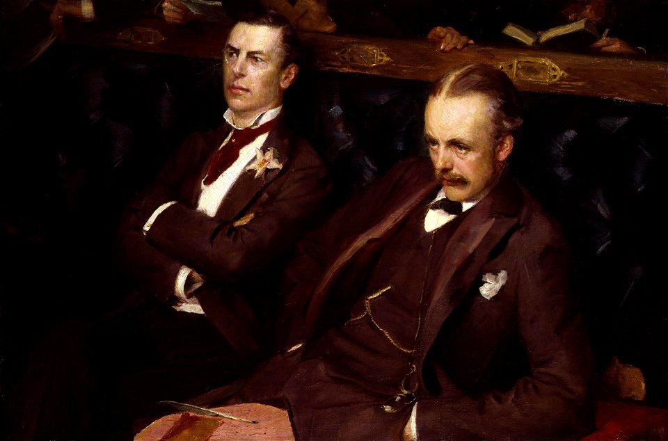 Joseph ('Joe') Chamberlain; Arthur James Balfour, 1st Earl of Balfour by Sydney Prior Hall