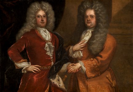 Joseph Addison and Richard Steele. Free illustration for personal and commercial use.