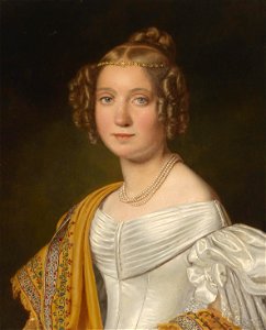 Joseph Bernhardt Portrait einer jungen Dame in weißem Kleid 1836. Free illustration for personal and commercial use.