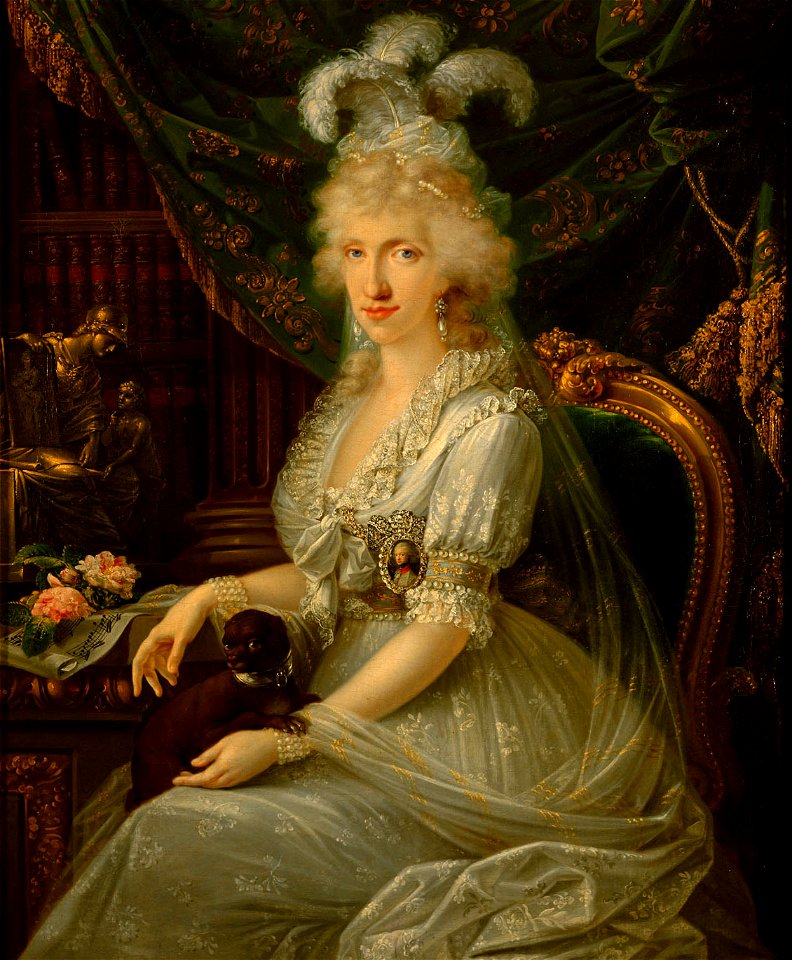 Joseph Dorffmeister - Marie Luise (Ludovica) von Neapel-Sizilien (1773-1802), Gemahlin von Ferdinand III. von Toskana, an einem Tisch sitzend, Kniestück - GG 8792 - Kunsthistorisches Museum