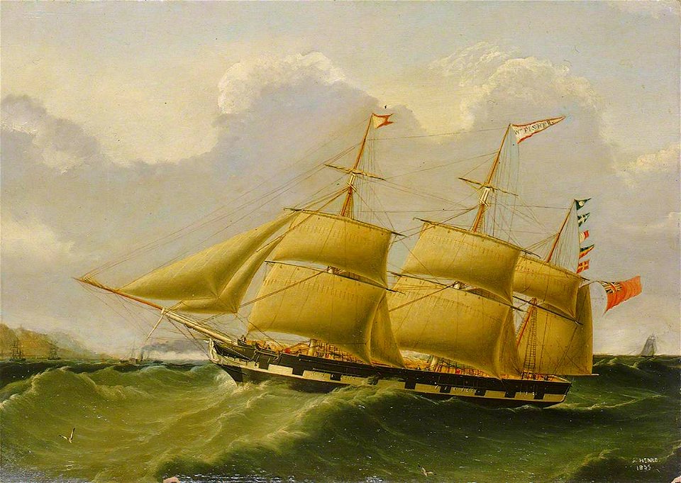 Joseph Heard (1799-1859) - The Barque ‘William Fisher’ - BHC3719 - Royal Museums Greenwich. Free illustration for personal and commercial use.
