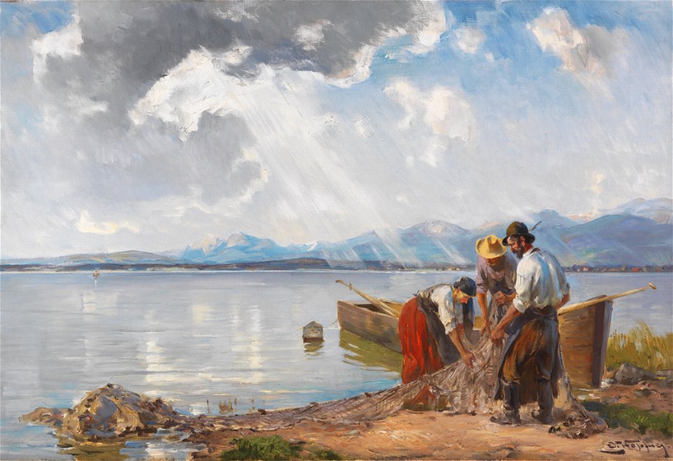 Josef Wopfner Fischer am Chiemseeufer c1905