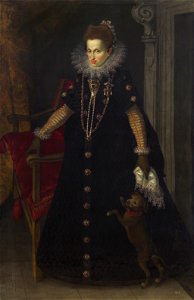 Joseph Heintz d. Ä., , Schloss Ambras Innsbruck - Erzherzogin Maria Anna (1574-1616), Herzogin in Bayern, mit einem Hund - GG 3133 - Kunsthistorisches Museum