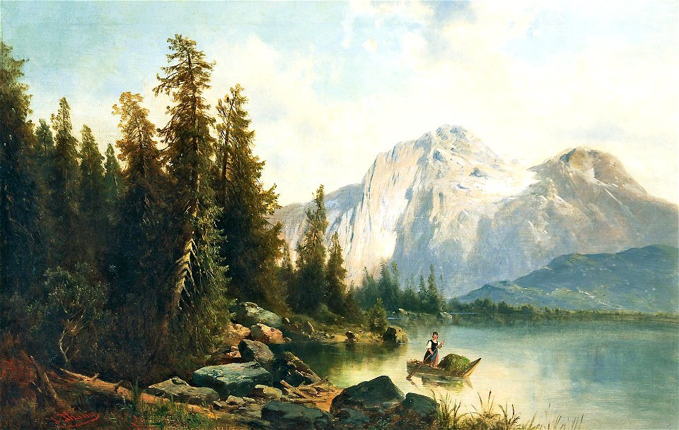 Josef Thoma Gebirgssee mit Boot