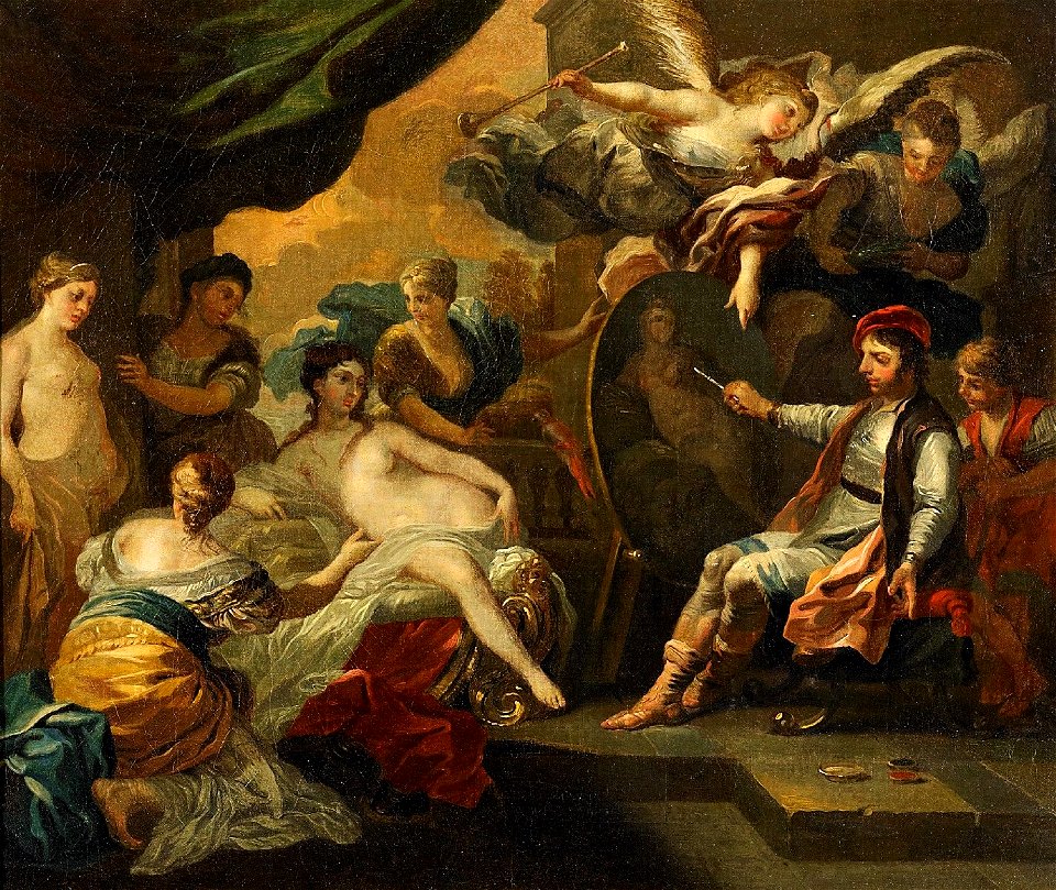 Joseph Goupy (attr) Apelles malt Diana