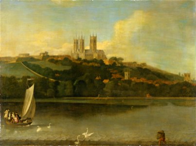 Joseph Baker of Lincoln - A View of the Cathedral and City of Lincoln from the River - Google Art Project