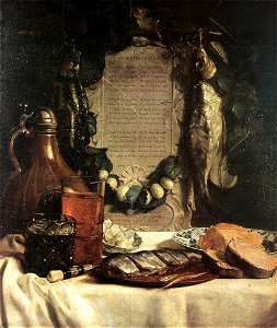 Joseph de Bray - Still-Life in Praise of the Pickled Herring - WGA03140. Free illustration for personal and commercial use.