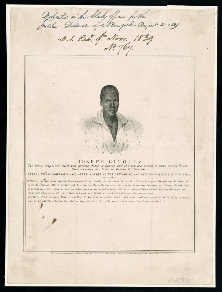 Joseph Cinquez, the brave Congolese Chief, who prefers death to slavery, and who now lies in jail ... LCCN2003690782